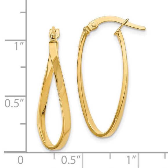 1.8mm Twisted Oval Hoop Earrings in 10k Yellow Gold, 26mm (1 Inch) - Picture 4 of 5